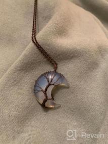 img 5 attached to Healing Gemstone Tree Of Life Necklace - Bivei Crescent Moon Pendant With Copper Wire Wrap And Crystals