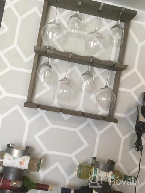 img 1 attached to MyGift Wine Glass Rack - Wall-Mounted Vintage Gray Wood Stemware Rack, 12 Glassware Holder Rack, Wine Glasses Storage Hanger For Bar Kitchen review by Nikki Williams