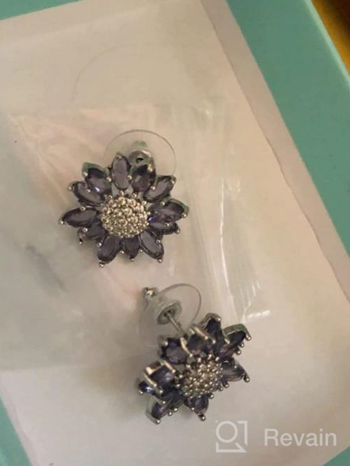 img 1 attached to 💎 Sparkling Crystal Flower Burst Stud Earrings - Hypoallergenic Sterling Silver CZ Rhinestone Daisy Sunflower Floral Cluster Jewelry for Bridal Wedding Party Prom Costume - Birthstone Birthday Gift review by Phillip Ellis