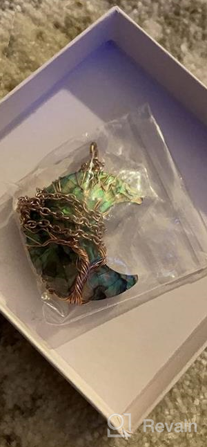 img 1 attached to Bivei Tree of Life Crescent Moon Necklace: Natural Gemstones Pendant with Copper Wire Wrap, Crystals, and Healing Stones review by Albert Wallin