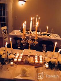 img 5 attached to Klikel Gold 24" Канделябры с 5 свечами - Классический элегантный дизайн для свадеб, званых обедов и официальных мероприятий - Зеркальная отделка с акриловыми кристаллами
