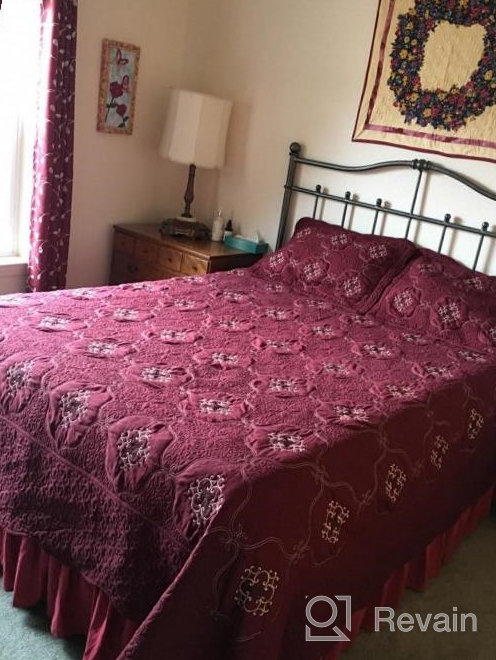 img 1 attached to MarCielo 3-Piece Embroidery Quilt Set Bedspread Bed Coverlets Cover Set, Emma Gold( Oversize, Gold) review by Shannon Chisholm