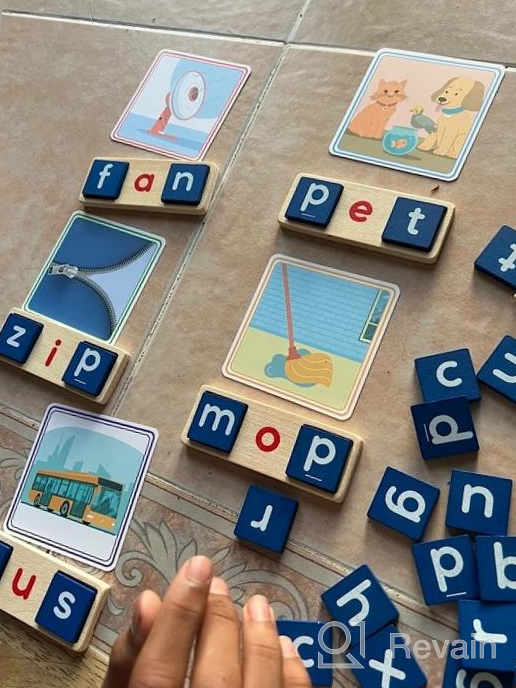 img 1 attached to Wooden Short Vowel Reading Letters Spelling Toy For 3-5 Year Old Boys And Girls - 50 Double-Sided Flash Cards, Educational Preschool Kindergarden Learning Activities review by Gent Dobson