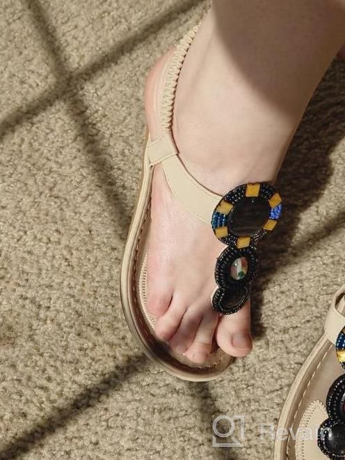 img 1 attached to Shine In Style With Katliu'S Comfortable Bohemian Rhinestone Flat Sandals For Women review by Trisha Phillips