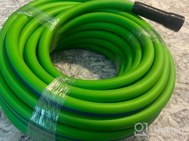 img 1 attached to YOTOO Heavy Duty Hybrid Garden Lead In Water Hose 5/8-Inch By 6-Feet 150 PSI, Kink Resistant, All-Weather Flexible With Swivel Grip Handle And 3/4" GHT Solid Brass Fittings, Green+Blue review by Joe Whitman