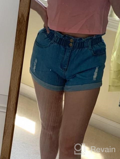 img 1 attached to Women'S Mid Waist Denim Shorts With Drawstring Pockets And Frayed Hem For Summer Casual Wear review by Katie Morgan