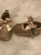 img 1 attached to 👶 Lidiano Baby Girls Bowknot Sequins Bling Anti-Slip Mary Jane Flat Crib Shoes + Headband Combo review by April Schol