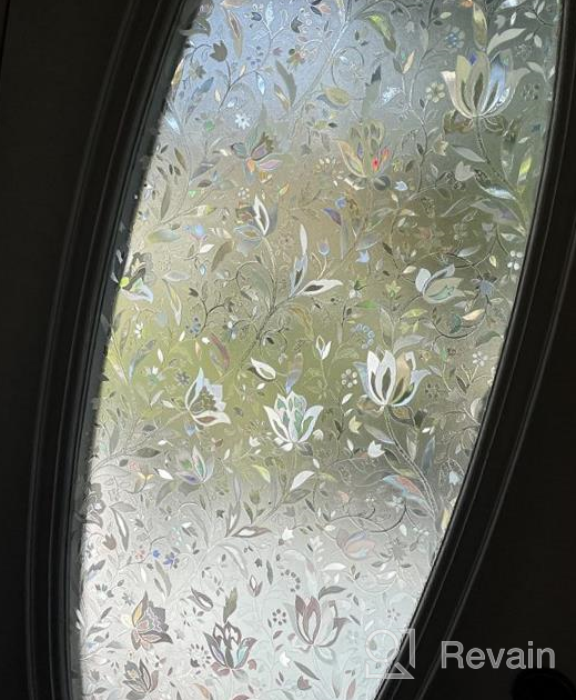 img 1 attached to Decorative Flower Privacy Film For Windows - Niviy'S High-Quality 3D Static Cling Window Film | Non-Adhesive Window Covering | Size: 17.5" X 78.5 review by Andy Thorson