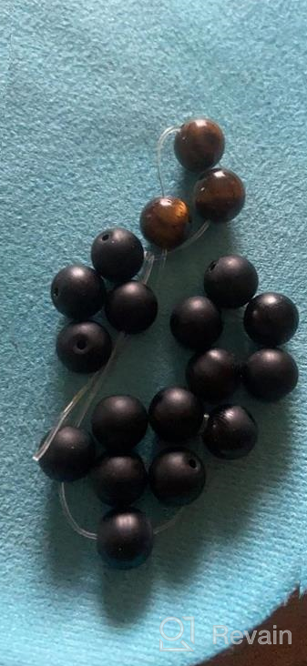 img 1 attached to 🔥 Statement-Making SX Commerce Real Natural Matte Black Onyx Stone Bead Bracelet with Unique Tiger Eyes - Trendy Fashion Jewelry for Unisex-Adult Size 8mm 26grain review by Nick Griffith