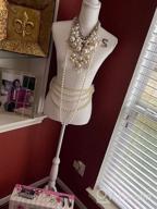 img 1 attached to Showcase Your Designs With Style: Sandinrayli Female Canvas Mannequin Torso Dress Form In Beige With Black Tripod Stand review by Roy Bush