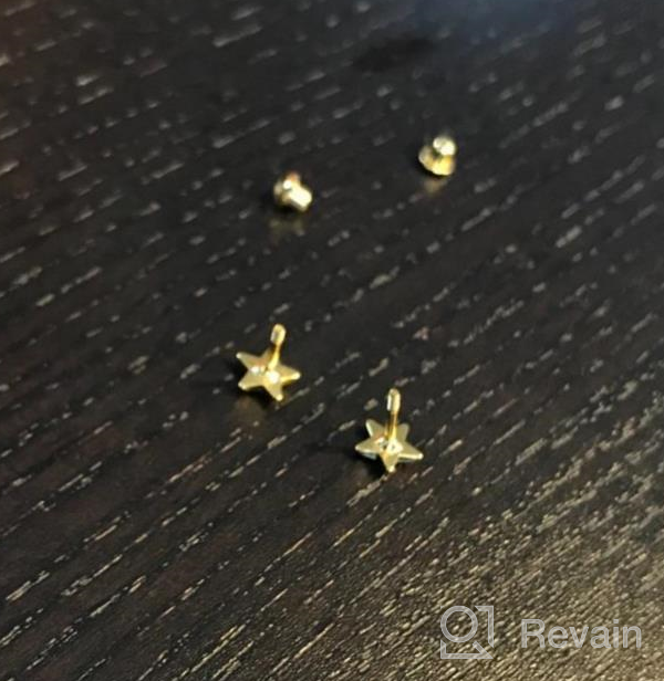 img 1 attached to 6mm Yellow Gold Plated Safety Screw Back Star Earrings for Toddlers and Little Girls - Stylish and Sparkling Kids' Everyday Accessory review by Jordan Gonzales