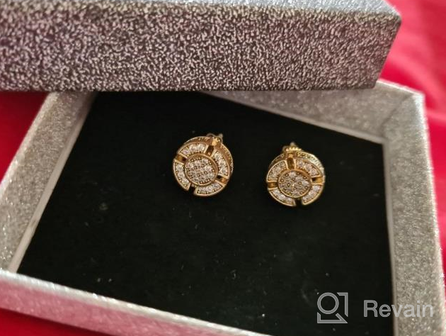 img 1 attached to 18K Gold and Silver Plated Earring with Cubic Zirconia Studs - Hypoallergenic Tiny Round Screw Back and Post Earrings, Iced Out review by Chris Hayes