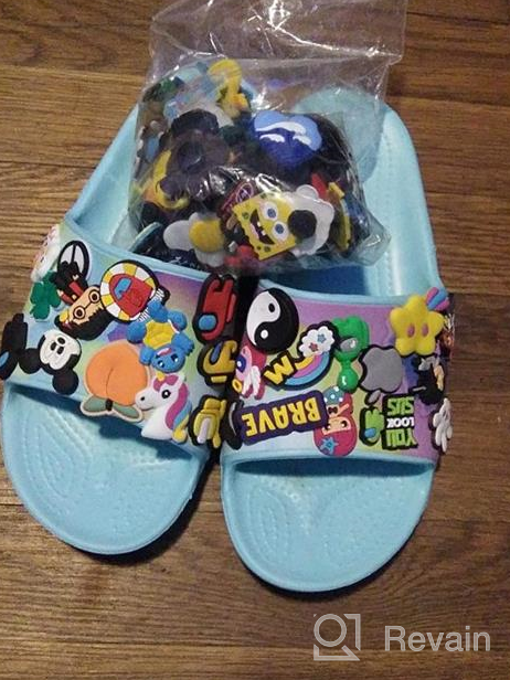 img 1 attached to 👟 Crocs Little Tie Dye Boys' Classic Slide Sandals review by Dion Jeep