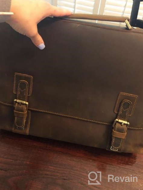 img 1 attached to Kattee Men'S Leather Satchel Briefcase, 15.6" Laptop Messenger Shoulder Bag Tote review by Dmitriy Kingsley