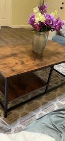 img 5 attached to Промышленный журнальный столик в деревенском коричневом стиле с регулируемой полкой для хранения и металлическим каркасом - легкая сборка Акцентная мебель для гостиной от HOMEKOKO
