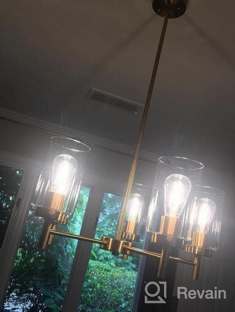img 1 attached to VINLUZ 3-Light Black Farmhouse Chandelier With Clear Glass Shades, Modern Industrial Pendant Light For Dining Room, Adjustable Wire Semi Flush Ceiling Lighting Fixture review by Jon Ford