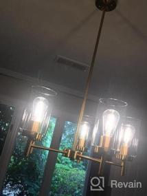 img 5 attached to VINLUZ 3-Light Black Farm House Люстра с прозрачными стеклянными абажурами, современный промышленный подвесной светильник для столовой, регулируемый проводной полуутопленный потолочный светильник