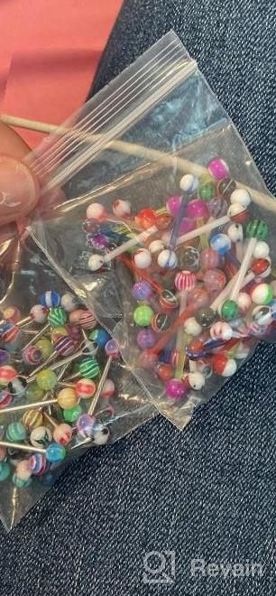 img 1 attached to 100Pcs 14G Stainless Steel & Acrylic Nipple Tongue Piercing Candy Barbells Body Jewelry review by Megan Hartman