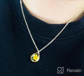 img 4 attached to 🌼 Yellow Gold Plated Necklace with BONALUNA Tear Drop Pendant Featuring Pressed Flowers