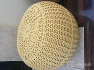 img 1 attached to Cream Beige Hand-Knitted Ottoman Pouf By BrylaneHome review by Jessica Powell