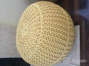 img 6 attached to Cream Beige Hand-Knitted Ottoman Pouf By BrylaneHome