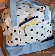 картинка 1 прикреплена к отзыву Polka Dot Canvas Weekender Bag With Shoes Compartment For Women - Perfect Travel Duffle Bag от Carnell Bollwitt