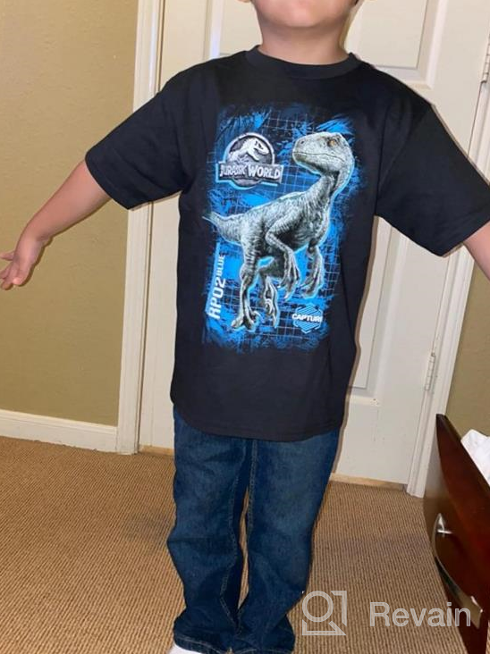 img 1 attached to Blue Raptor Grid Short Sleeve 🦖 T-Shirt for boys from Jurassic World 2 review by Howie Broyles