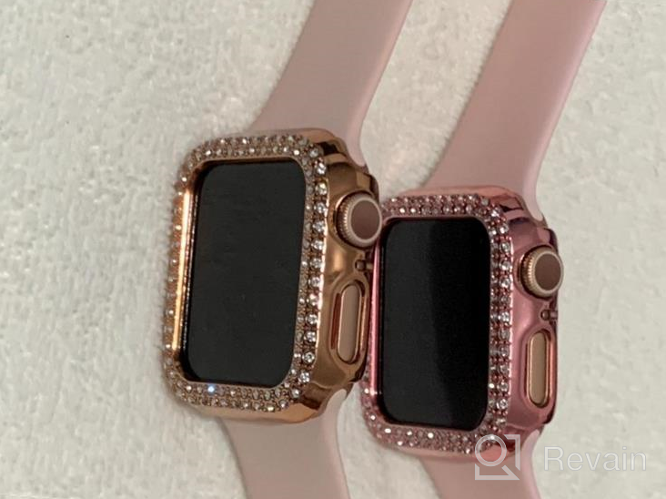 img 1 attached to Surace 41mm Apple Watch 8 & 7 Case with Screen Protector - Crystal Diamond Tempered Glass Cover (5 Packs) review by Melota Phillips