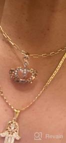 img 5 attached to Flat Mariner/Marina 060 3MM Chain Necklace With 💛 Hamsa Hand Pendant - 18K Gold Plated by Barzel