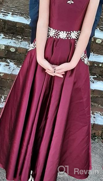 img 1 attached to Stunning Junguan Princess Birthday Burgundy Girls' Dresses: Trendy Shoulder Clothing review by Tom Podolski