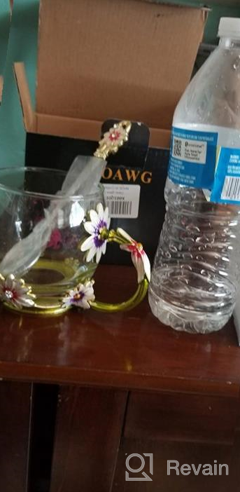 img 1 attached to COAWG Glass Tea Mug With Spoon, 11Oz-1Pack Lead-Free Handmade Tea Coffee Mugs Enamel Daisy Flower Drinking Cups Birthday Lady Madam Graduation Girl Present review by Chris Fields