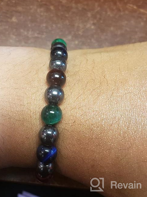 img 1 attached to 🔮 8MM Red Green Blue Tiger Eye Hematite Stretch Bracelet - Quadruple Protection Natural Gemstone Bracelet 7.5IN - Healing Stone Charm Handmade Bracelet for Women and Men review by Scott Gendron