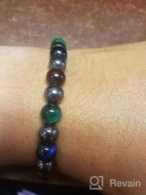 img 5 attached to 🔮 8MM Red Green Blue Tiger Eye Hematite Stretch Bracelet - Quadruple Protection Natural Gemstone Bracelet 7.5IN - Healing Stone Charm Handmade Bracelet for Women and Men