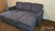 img 1 attached to Modern Reversible Sectional Sofa With Chaise And Ottoman In Bluish Grey Linen Fabric - Perfect For Apartments And Small Spaces From HONBAY review by Matthew Peterson