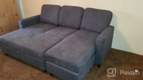img 5 attached to Modern Reversible Sectional Sofa With Chaise And Ottoman In Bluish Grey Linen Fabric - Perfect For Apartments And Small Spaces From HONBAY