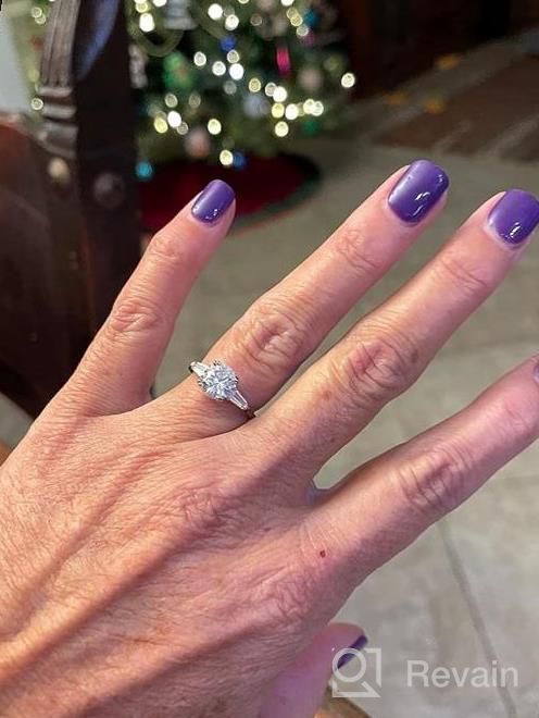 img 1 attached to Spectacular Sterling Silver CZ Baguette And Round Solitaire Engagement Ring For Wedding Jewelry, 2 Carat Sparkling Stone review by Misty Wood