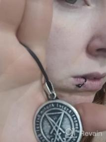 img 8 attached to Кулон с сатанинским символом - ожерелье PJ Jewelry с пентаграммой Люцифера, пломбированное стальное кольцо с бесплатной цепочкой длиной 20