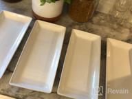 img 1 attached to 4-Piece Black Porcelain Serving Platter Set - 10” Tray For Appetizers, Sushi, Desserts & More - Microwave And Dishwasher Safe! review by Eric Webb