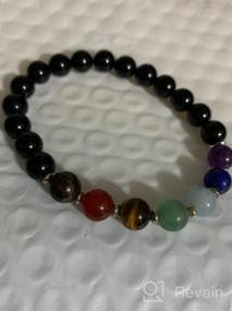 img 6 attached to Cherry Tree Collection Chakra Stretch Bracelet: Genuine 8mm Gemstones, Sterling Silver Spacers. Perfect for Men/Women. Choose from Small, Medium, or Large Sizes!