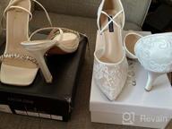 img 1 attached to Ivory Lace Mesh Wedding Shoes: Comfortable Mid Heel, Ankle Strap, Pointy Toe Pumps review by Eddie Man