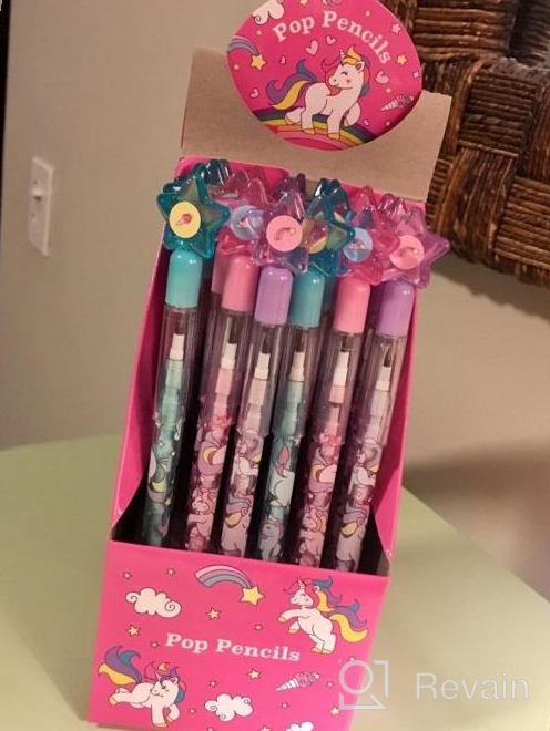 img 1 attached to 24 Pcs Unicorn Stackable Push Pencil Assortment With Eraser For Unicorn Pink Birthday Party Favor Prize Carnival Goodie Bag Stuffers Classroom Rewards Pinata Fillers review by Danny Porter