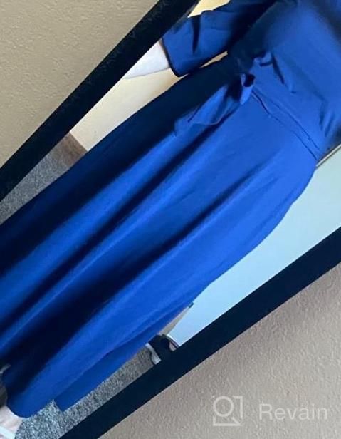 img 1 attached to Women'S Elegant Audrey Hepburn Style Round Neck 3/4 Sleeve Swing Maxi Dress With Long Belt & Pockets review by Agustin Bush