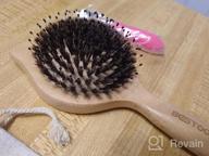 img 1 attached to Natural Boar Bristle Hair Brush For Women, Men, And Kids - BESTOOL Small Travel Wood Hairbrush For Detangling, Defrizzing, And Distributing Oil review by Brian Micheals