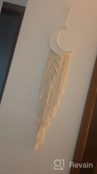 img 1 attached to Macrame Wall Hanging Dream Catcher With Tassel - White Cotton Handmade Boho Home Decor Ornament For Kids Bedroom Dorm Room review by Daniel Paige