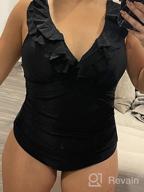 img 1 attached to Flattering Women'S Ruffled Monokini Swimsuit With Deep V-Neckline, Tummy Control, And Vintage Style For Beach And Pool review by Doug Taylor