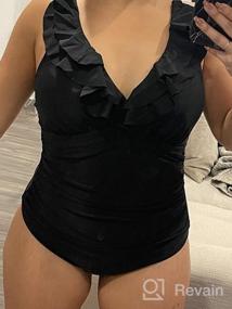 img 5 attached to Flattering Women'S Ruffled Monokini Swimsuit With Deep V-Neckline, Tummy Control, And Vintage Style For Beach And Pool