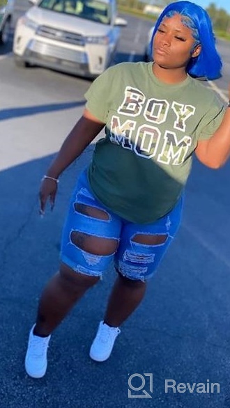 img 1 attached to 👖 Stylish and Comfortable: Roswear Women's Ripped Denim Bermuda Shorts - Mid Rise and Stretchy review by Jermaine Rhodes