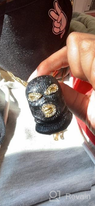 img 1 attached to 💎 Bling Crystal Out Mask Pendant Cuban Chain Necklace for Hip Hop Nightclub Bars: Nsitbbuery Exclusivity review by Jake Larson