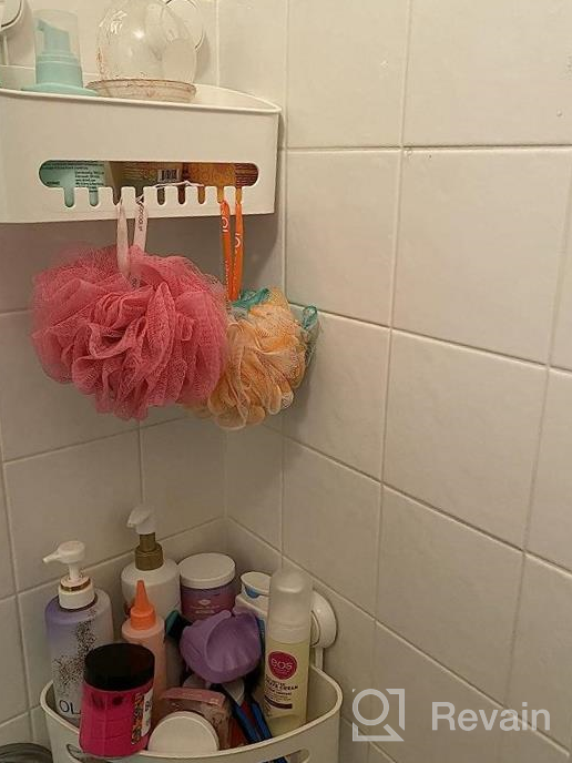 img 1 attached to Stainless Steel 2 Tier Corner Shower Caddy With Suction Cups - No Drilling Required - Removable Bathroom Basket Shelf With Hooks For Wall Mounted Organization - Waterproof And Chromed review by Bob Ramthun