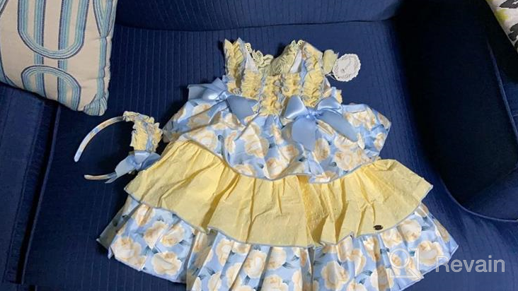 img 1 attached to 🌼 Pettigirl Summer Vintage Yellow Floral Sleeveless Outfit Toddler Kid Ruffle Cute Party Dress with Headband review by Angela Smith